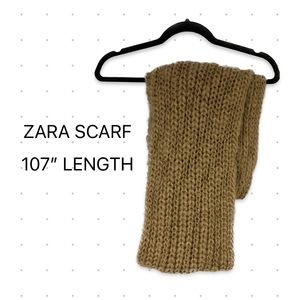 Zara long chunky knit scarf tan